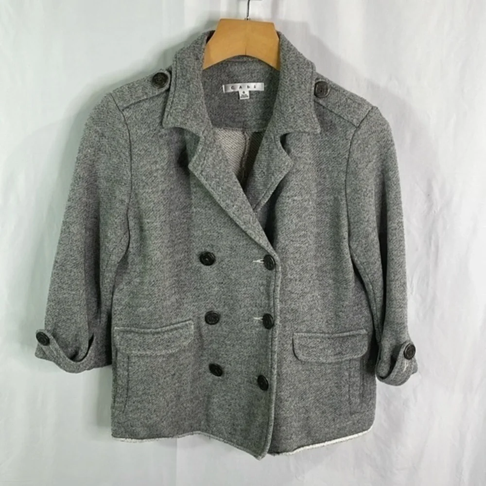 Cabi gray knit French, Terry 3/4 length sleeve jacket blazer